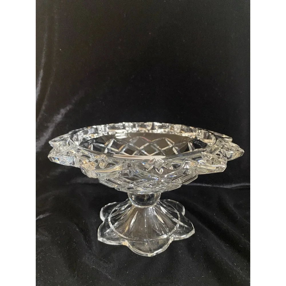 Vintage Lead Crystal  Pedestal Compote/Bowl By Teleflora Made in USA‎ EUC Heavy